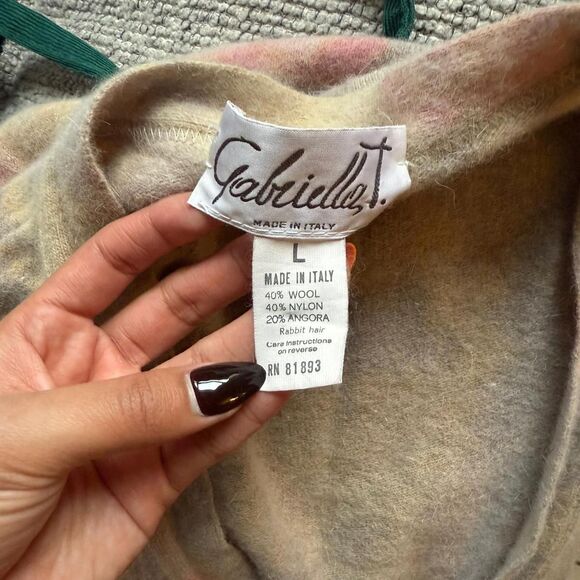 Gabriella T lightweight pastel floral angora wool blend cardigan, Size L - Picture 5 of 6